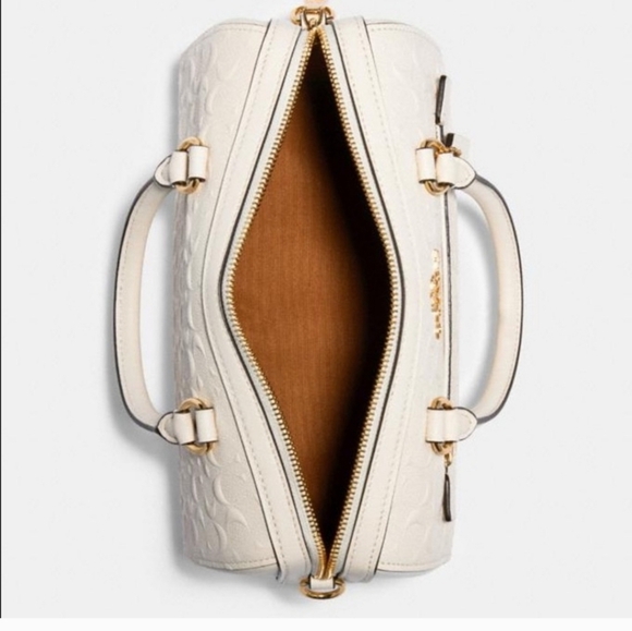 Coach Ivory Rowan Satchel with Gold Accents - Embossed Signature Leather - NWT - Picture 3 of 9